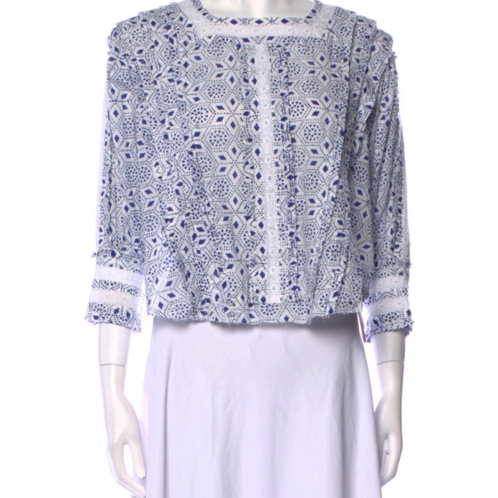 Alix of Bohemia Blue and White Women's Top